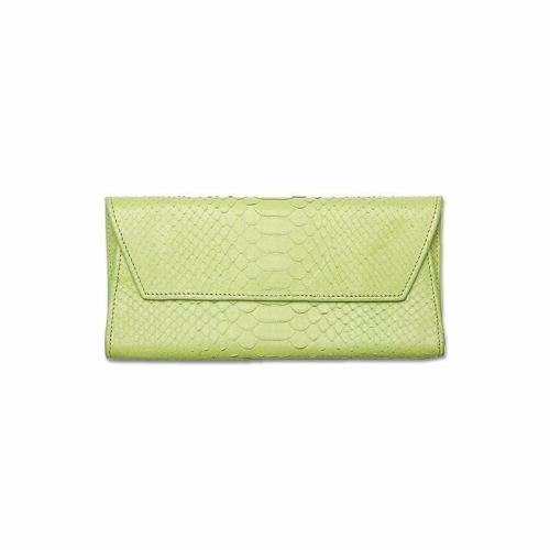 محفظة مطوية  نسائية (بايثون) - اخضر ليموني